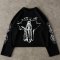 Custom Black Waffle Knit Long Sleeve Graphic Tee
