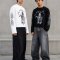 Custom Black Waffle Knit Long Sleeve Graphic Tee