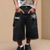 Custom Contrast Logo Denim Cargo Shorts