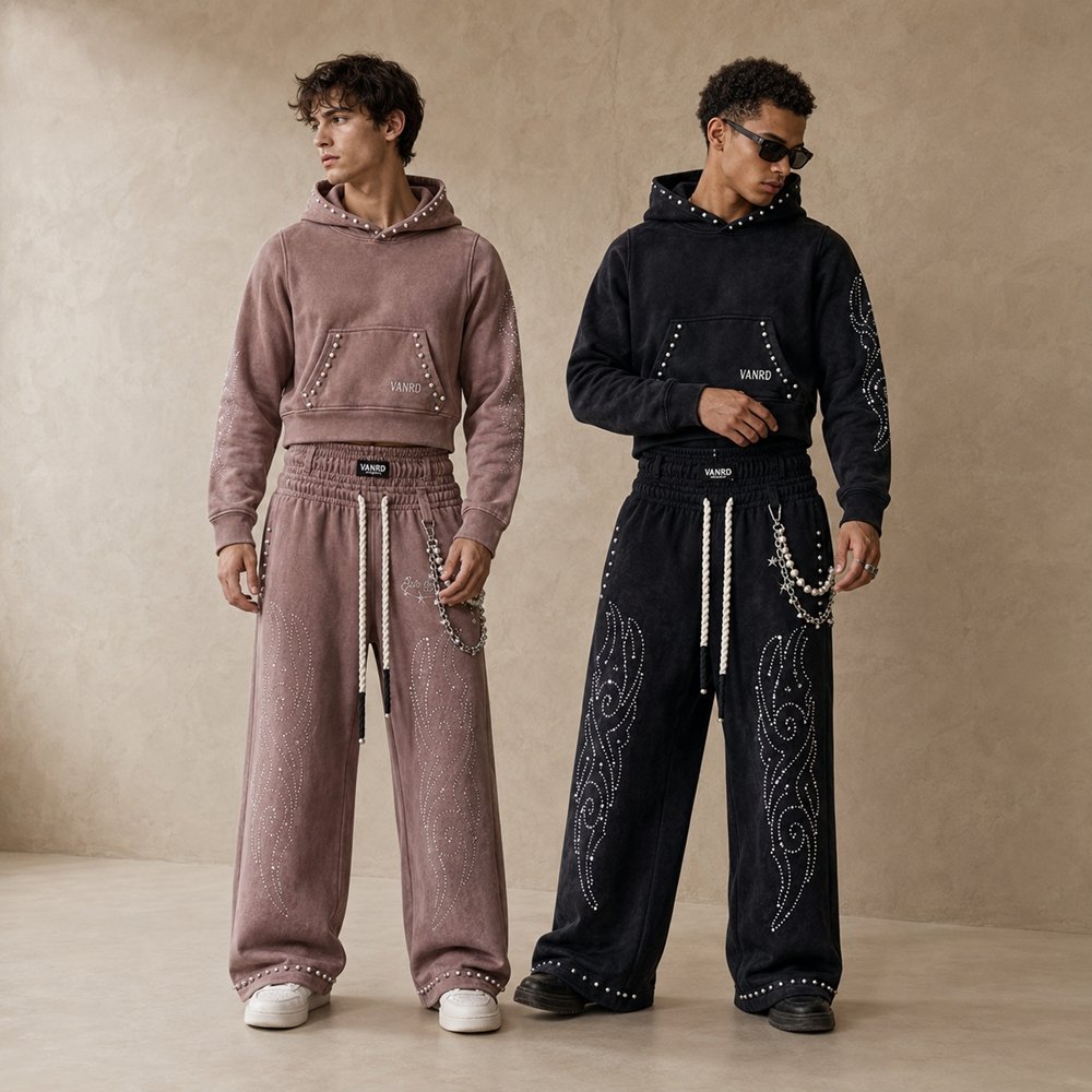 Custom Velour Rhinestone Tracksuit Set