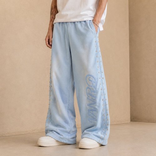 Custom Velvet Sweatpants With Pearl Logo Detail