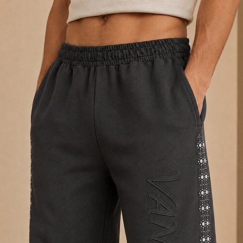 Custom Velvet Sweatpants With Pearl Logo Detail