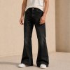Custom Black Wash Distressed Straight Leg Jeans