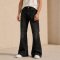 Custom Black Wash Distressed Straight Leg Jeans