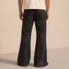 Custom Black Wash Distressed Straight Leg Jeans