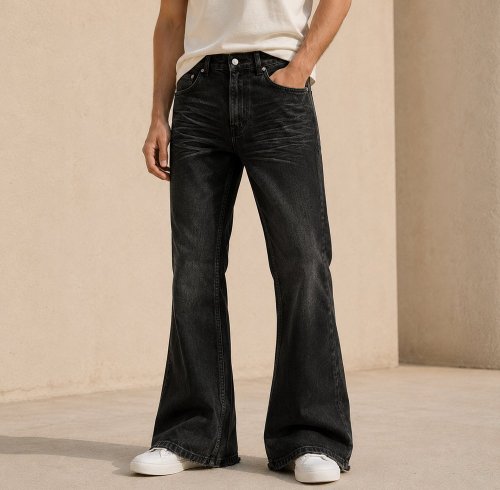 Custom Black Wash Distressed Straight Leg Jeans