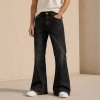 Custom Black Wash Distressed Straight Leg Jeans