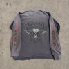 Custom Vintage Wash Flame Graphic Long Sleeve Tee