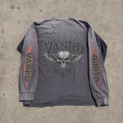 Custom Vintage Wash Flame Graphic Long Sleeve Tee