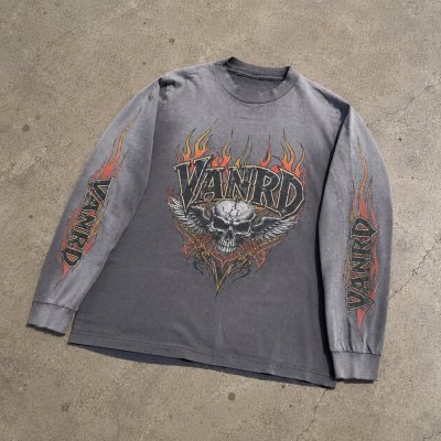 Custom Vintage Wash Flame Graphic Long Sleeve Tee