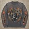 Custom Vintage Wash Flame Graphic Long Sleeve Tee