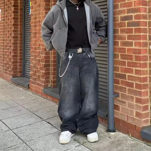 Washed Black Baggy Cargo Jeans