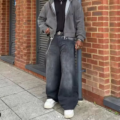 Washed Black Baggy Cargo Jeans
