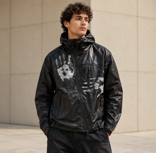 Black Heat-Reactive Thermochromic Hooded Jacket