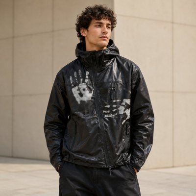 Black Heat-Reactive Thermochromic Hooded Jacket