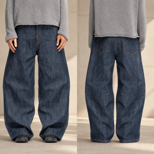 Dark Indigo Baggy Wide-Leg Jeans