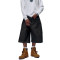 Washed Black Denim Long Shorts