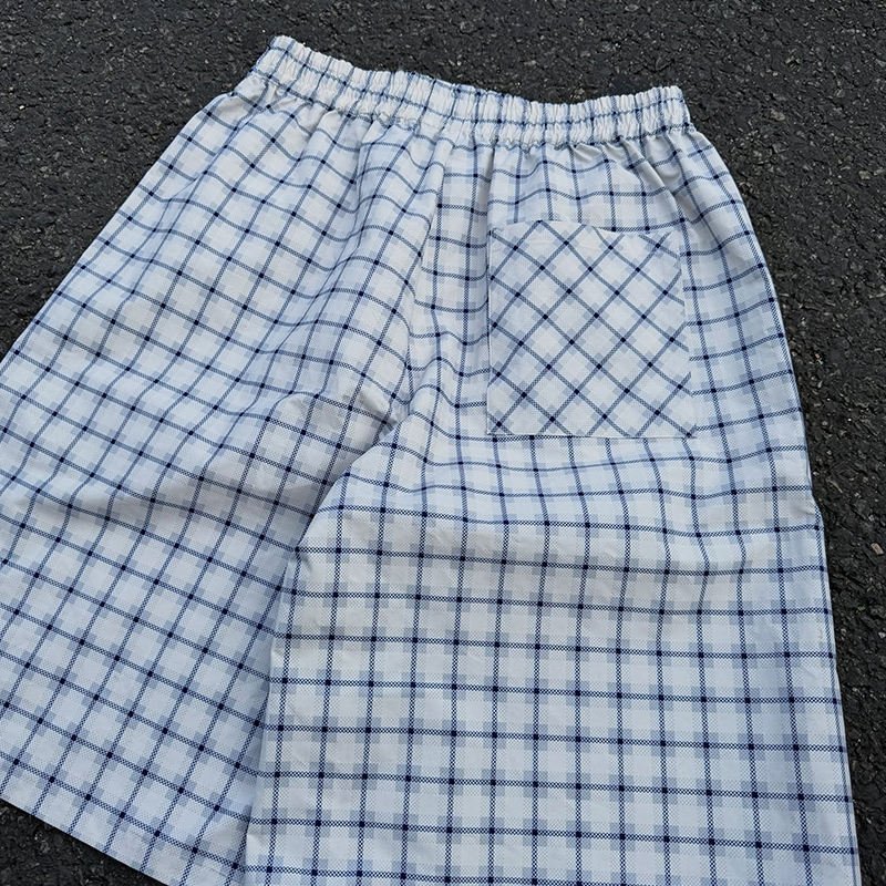 Light Blue Windowpane Plaid Hooded Windbreaker Jacket