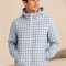Light Blue Windowpane Plaid Hooded Windbreaker Jacket