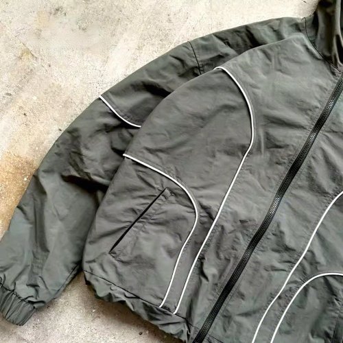 3-Tone Colorblock Hooded Windbreaker with Reflective Piping