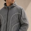 3-Tone Colorblock Hooded Windbreaker with Reflective Piping