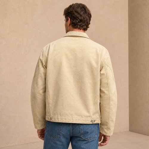 Khaki Canvas Quilted-Lined Chore Jacket