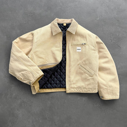 Khaki Canvas Quilted-Lined Chore Jacket