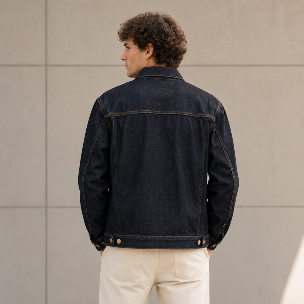 Dark Navy Washed Denim Trucker Jacket