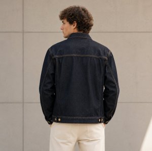 Dark Navy Washed Denim Trucker Jacket