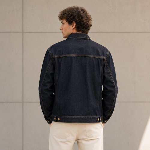 Dark Navy Washed Denim Trucker Jacket