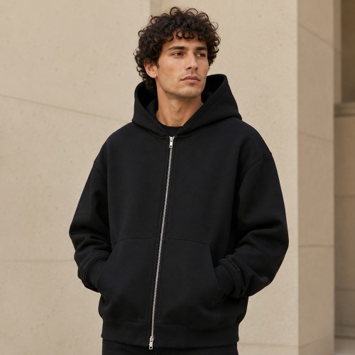 Cream and Charcoal Color Block Plaid Pullover Hoodie