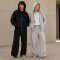 Cream and Charcoal Color Block Plaid Pullover Hoodie