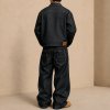 Black Washed Denim Jacket and Cargo Pants Set