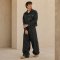Black Washed Denim Jacket and Cargo Pants Set