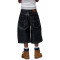 Washed Black Denim Long Shorts