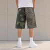 Camo and Leopard Colorblock Mid-Length Shorts