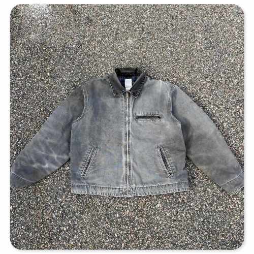 Vintage Grey Washed Canvas Chore Jacket