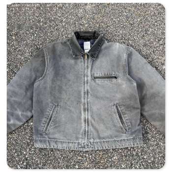 Vintage Grey Washed Canvas Chore Jacket