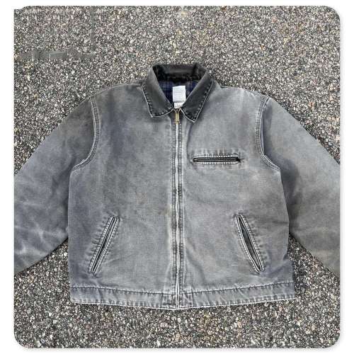 Vintage Grey Washed Canvas Chore Jacket