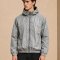Black and Light Grey Hooded Pullover with Applique Graphic