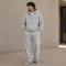 Cream and Charcoal Color Block Plaid Pullover Hoodie