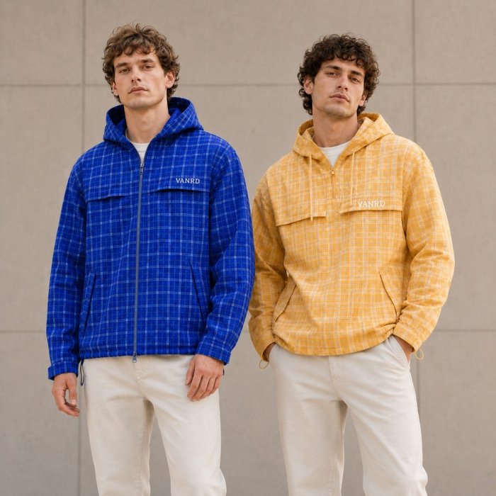 Royal Blue and Mustard Yellow Plaid Zip-Up Hoodie