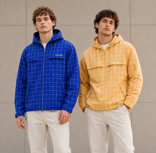 Royal Blue and Mustard Yellow Plaid Zip-Up Hoodie