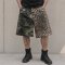 Camo and Leopard Colorblock Mid-Length Shorts