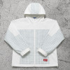 Custom White Windowpane Plaid Hooded Windbreaker Jacket