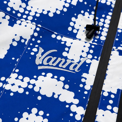 Custom Blue Splash Print Hooded Anorak Windbreaker Jacket
