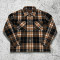 Custom Brown Plaid Flannel Shacket Quilted Lined Jacket