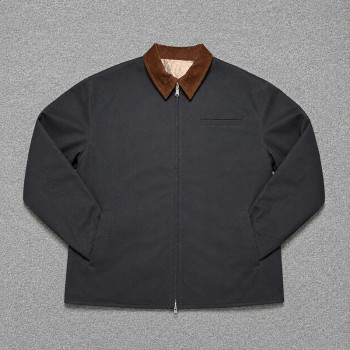 Custom Reversible Work Jacket Navy Canvas and Camo Print