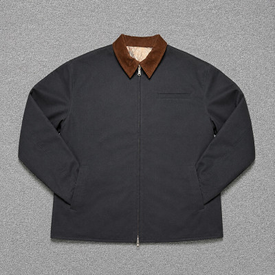 Custom Reversible Work Jacket Navy Canvas and Camo Print