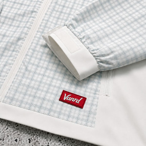 Custom White Windowpane Plaid Hooded Windbreaker Jacket